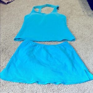 Lands End Blue Tankini Swimsuit Size 8 Beach Pool